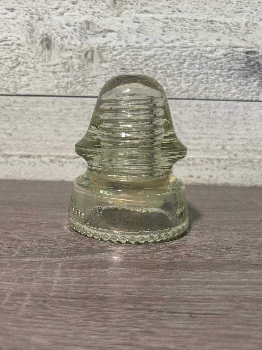 Vintage Clear Glass Insulator - Light Yellow Tint